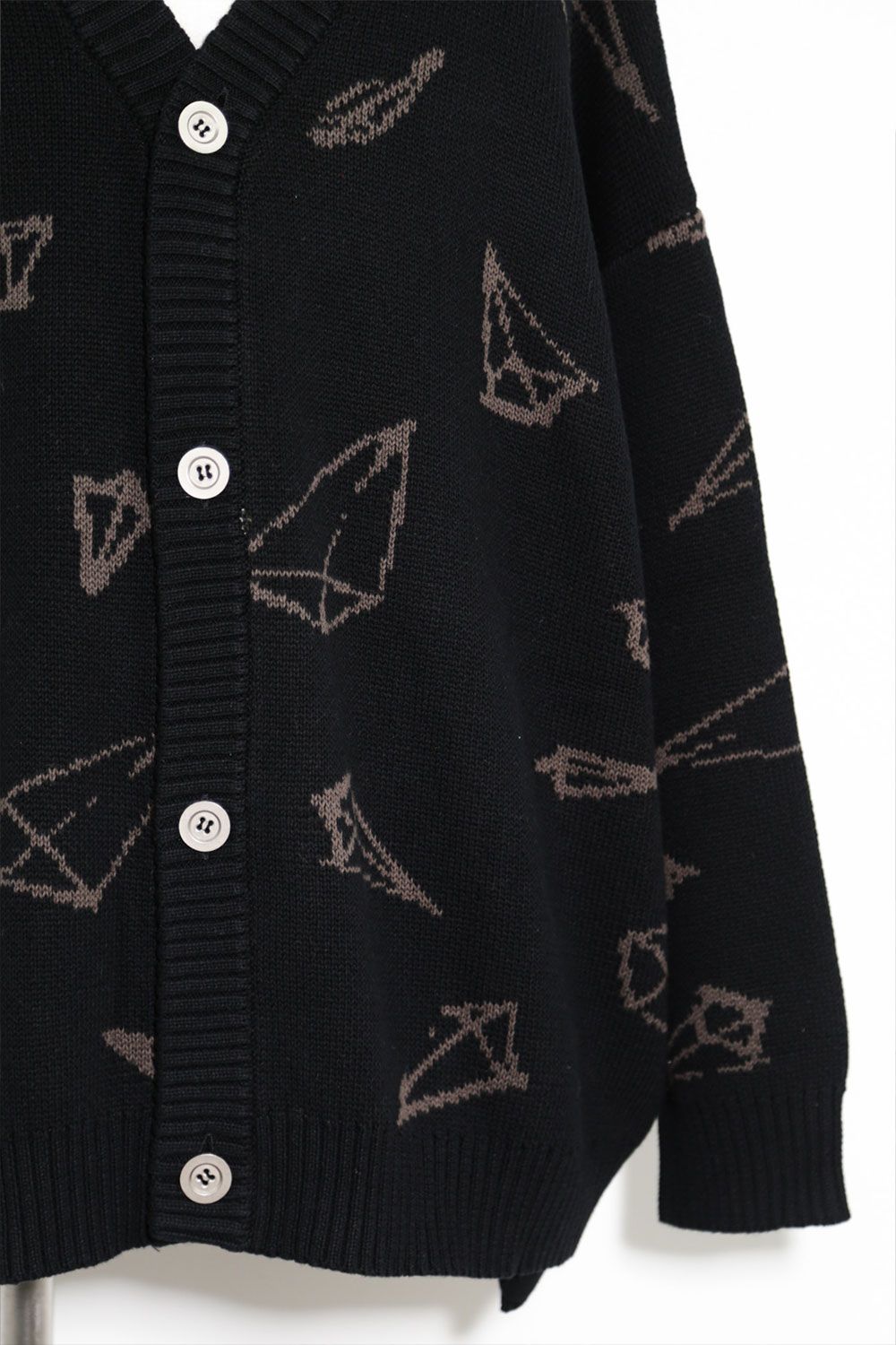 ピラミッド模様オーバーサイズカーディガン / Pyra Pattern Knit Cardigan / ブラック×ブラウン / ag-8010-2