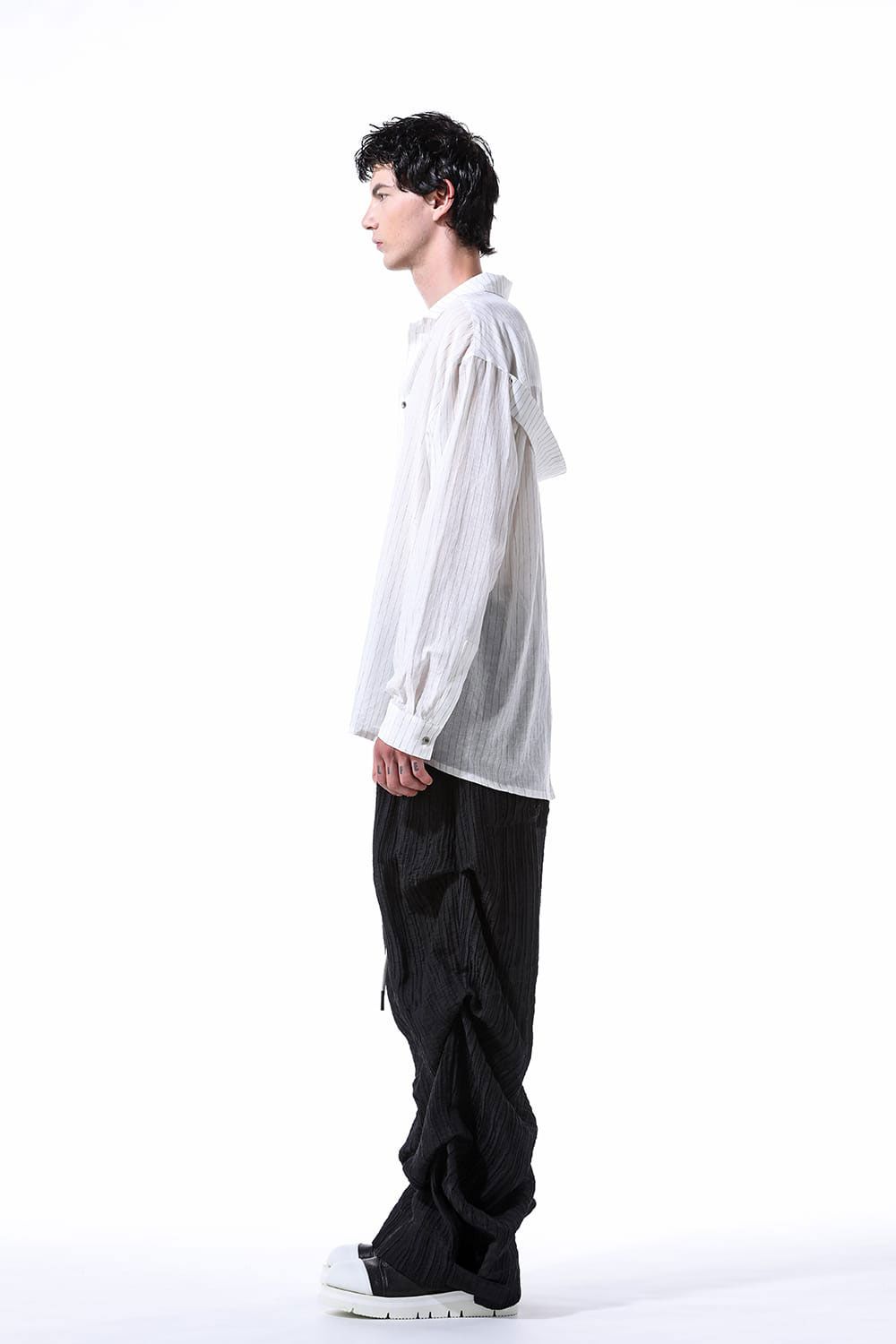 [ラスト1点 サイズ2] シアー楊柳タックバギーパンツ / Sheer Yo-Ryu Tuck Baggy / ブラック / ag-11068