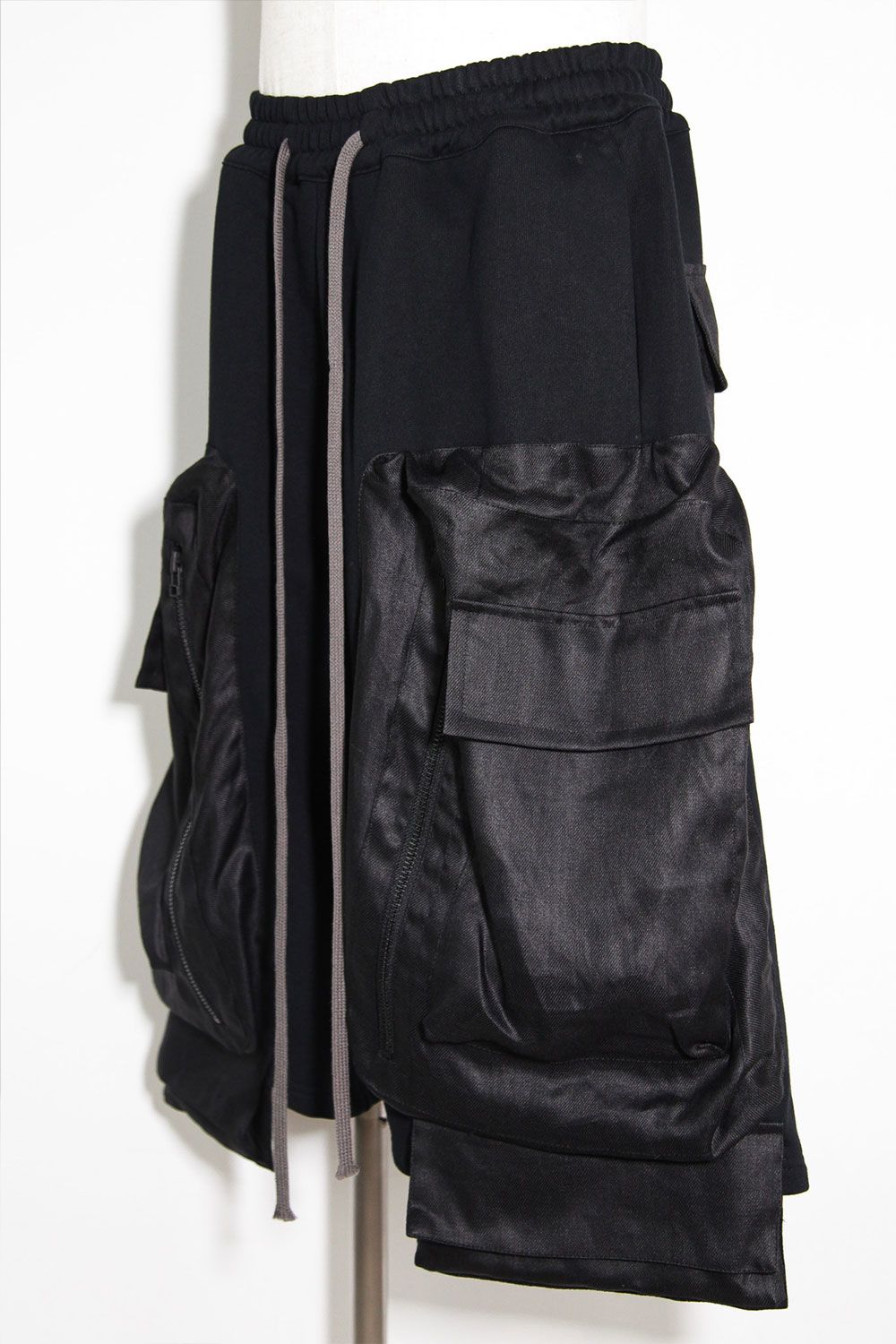 コットンリネンコンビスウェットショーツ / Linen Combi Sweat Shorts / ブラック / ag-9054