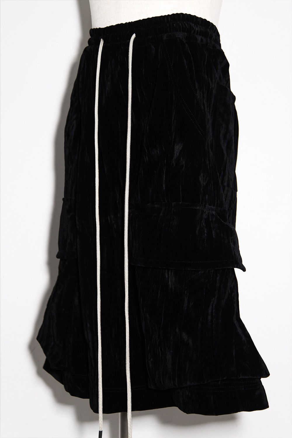 ベロアラップスカートパンツ / WRAP SKIRTS PANTS / ブラック / ag-12042
