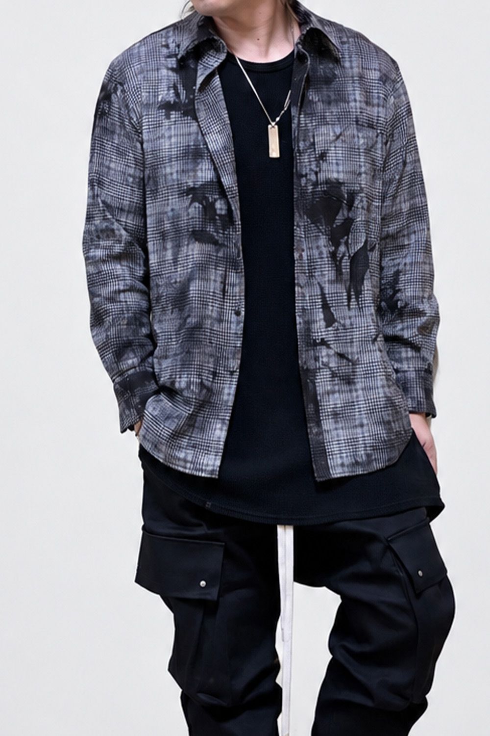 ［ラスト1点 サイズ2］Unevenly Dyed Houndstooth Dress Shirt