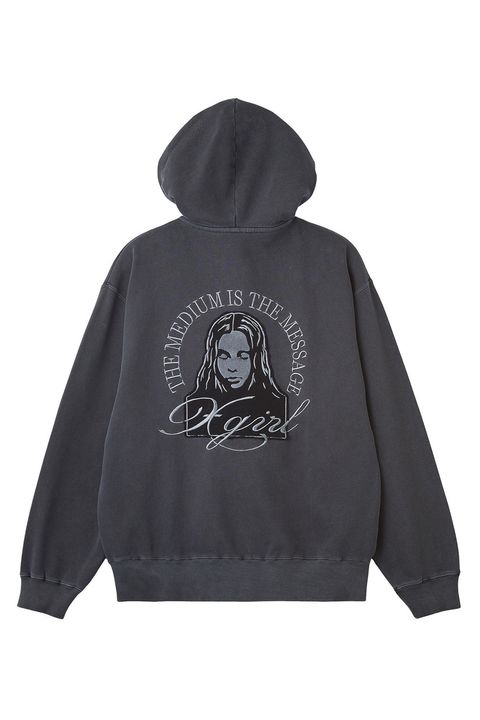 PIGMENT DYED FACE PATCH AND LOGO ZIP UP SWEAT HOODIE / ブラック