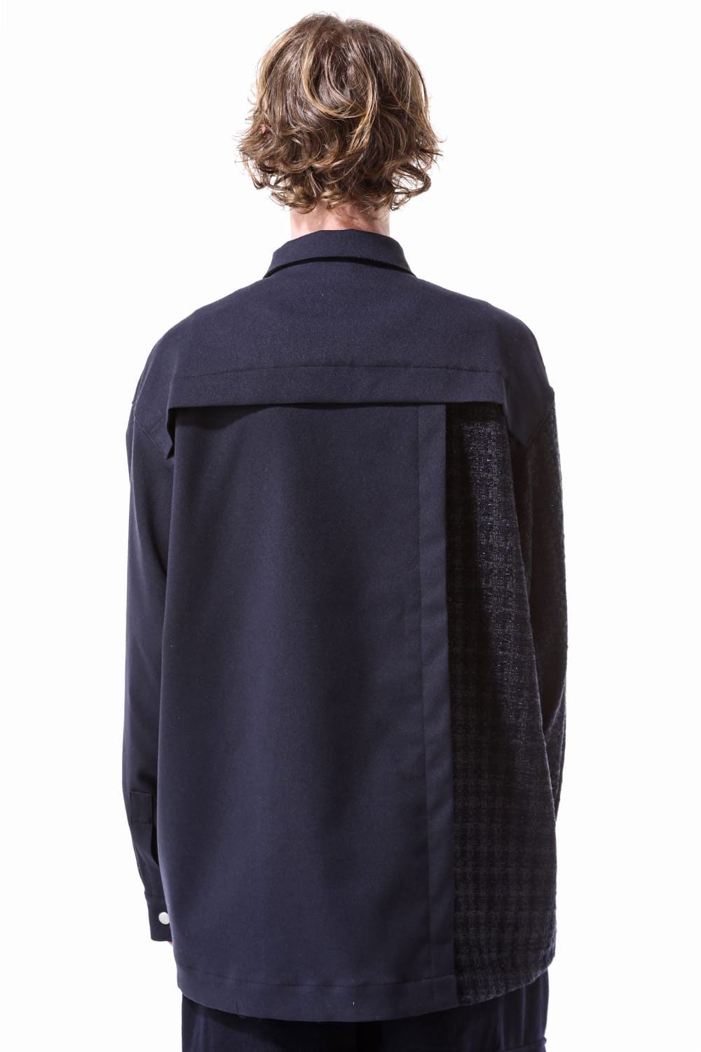 [ラスト1点 サイズ3] ツイードコンビシャツ / Tweed Combi Shirts / ブラック / ag-10084-2