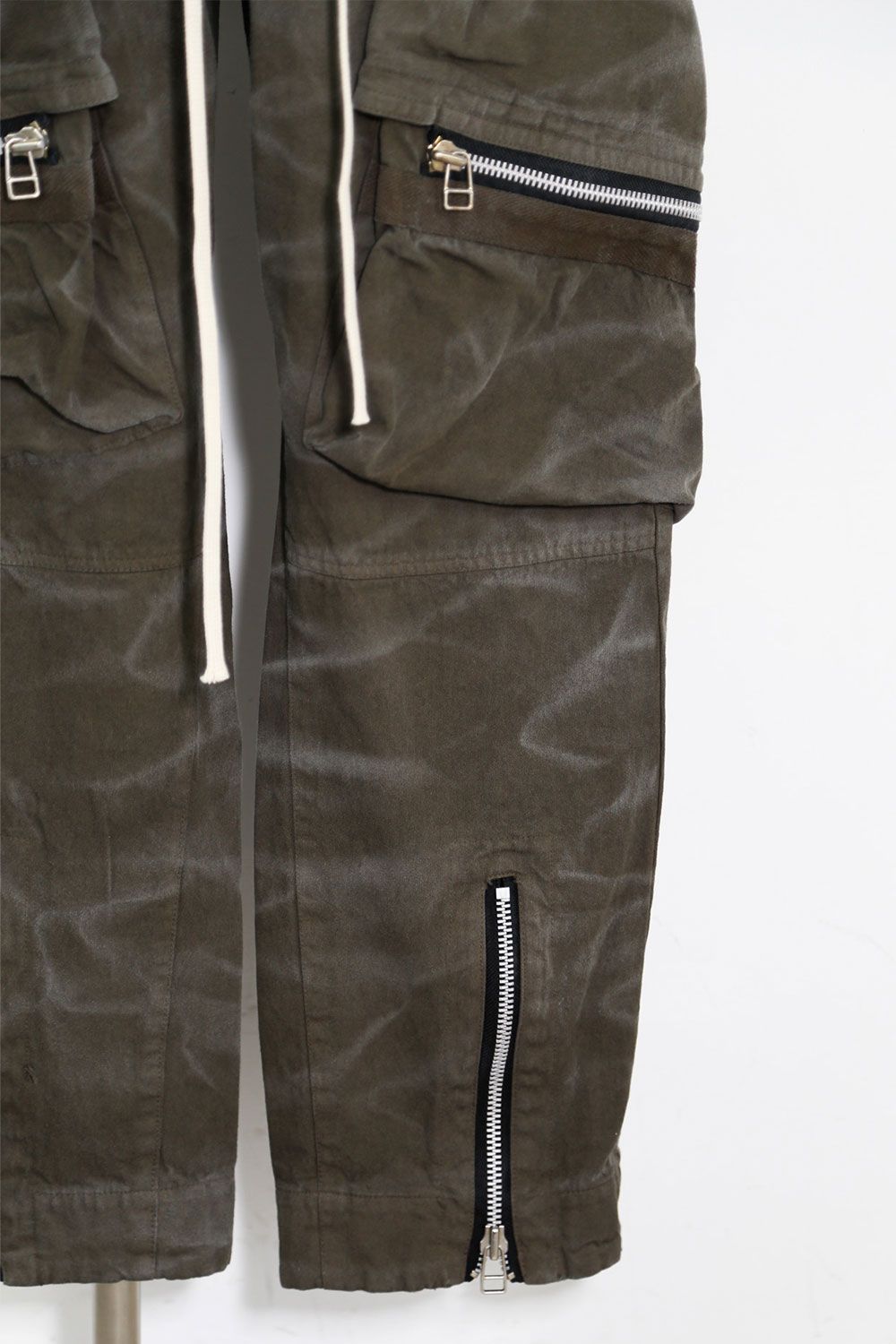 ヴィンテージ染めワイドカーゴパンツ / Vintage Dyed Pocket Long Pants / カーキ / ag-7035-1
