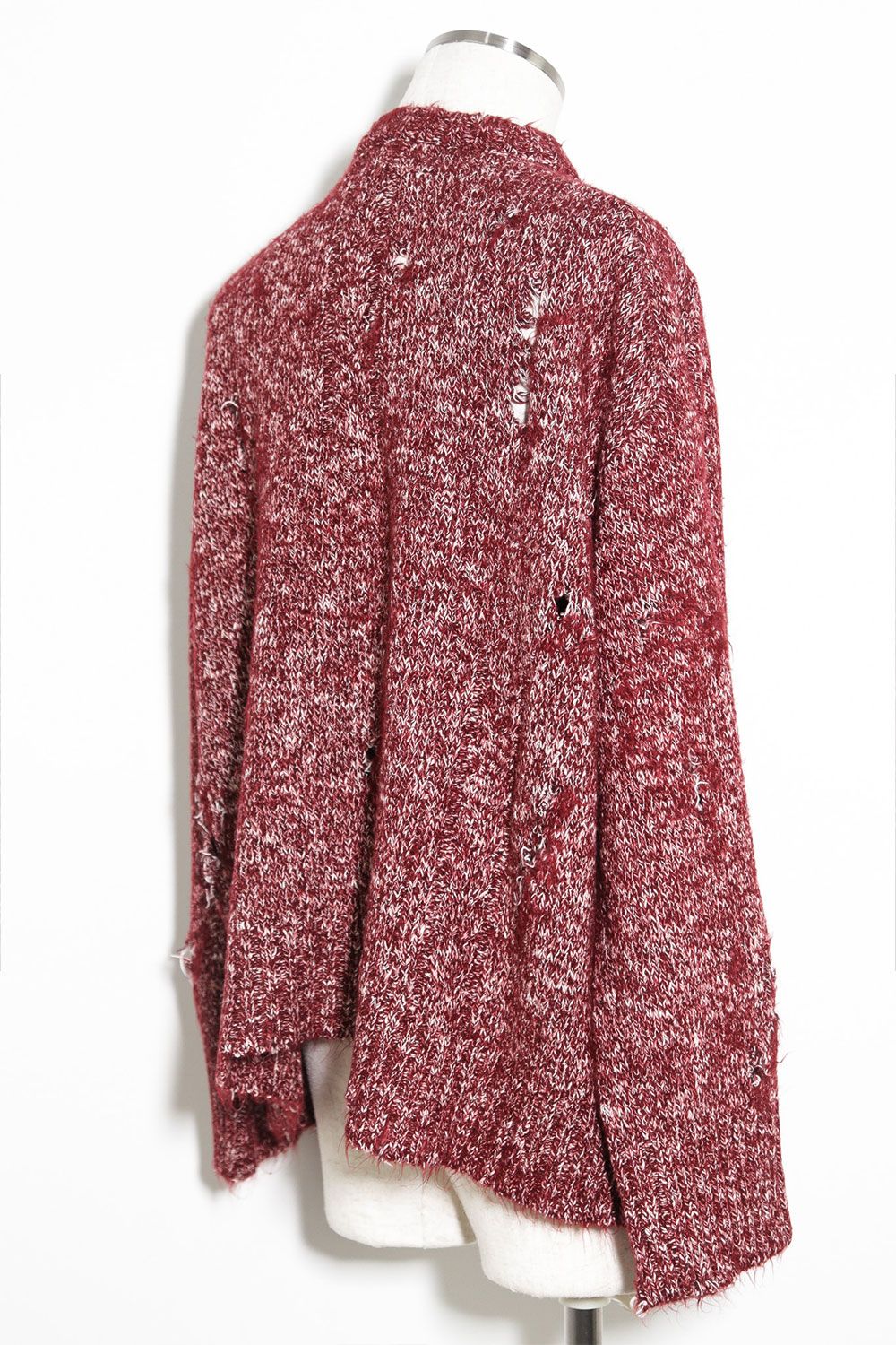 [ラスト1点 サイズ3] リラックスフィットダメージニット / Damage Knit Top / レッドミックス / ag-8013