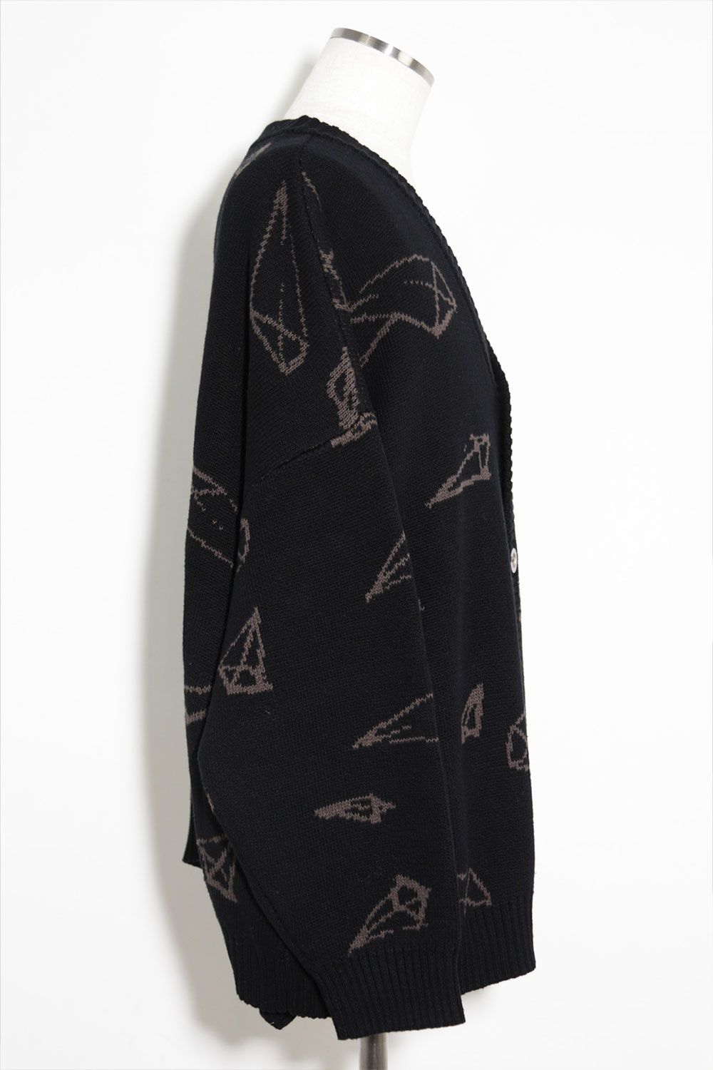 ピラミッド模様オーバーサイズカーディガン / Pyra Pattern Knit Cardigan / ブラック×ブラウン / ag-8010-2