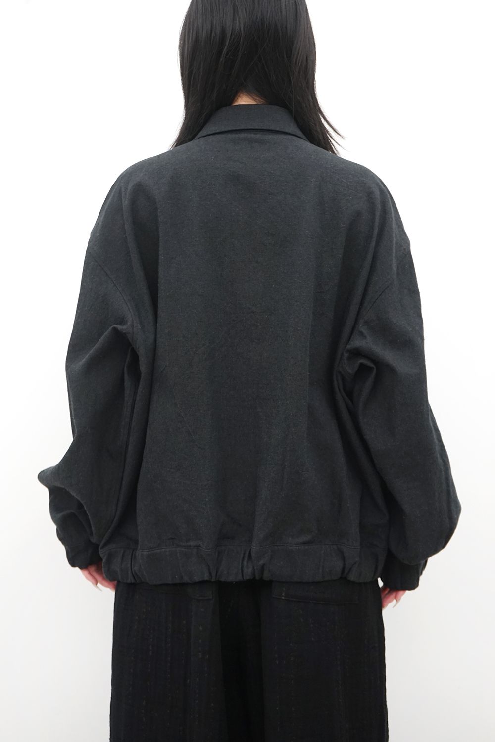 Oversized Zip-Up Blouson with Four Front Pockets