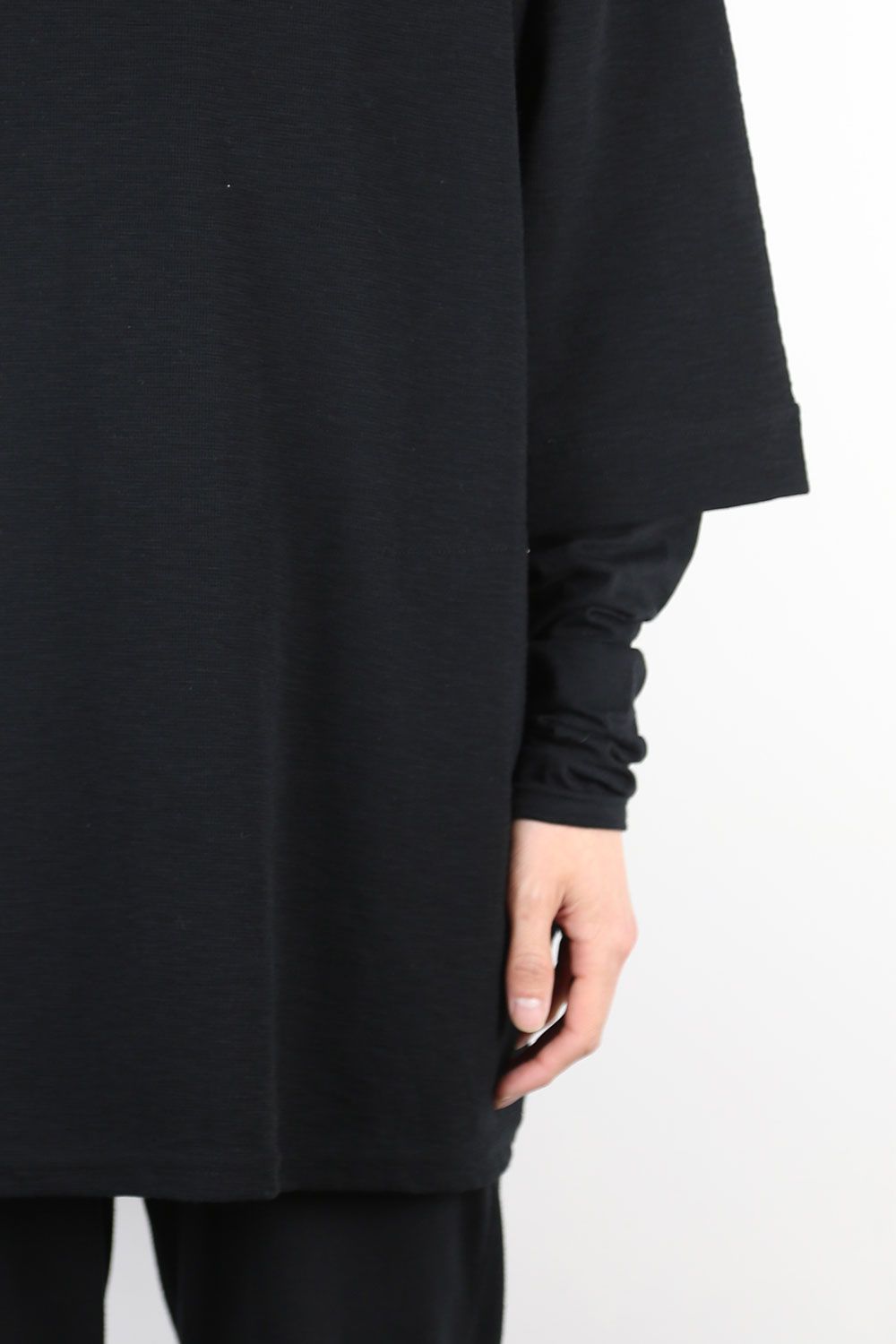 レイヤードロングトップ / LAYERED LONG TOP / ブラック