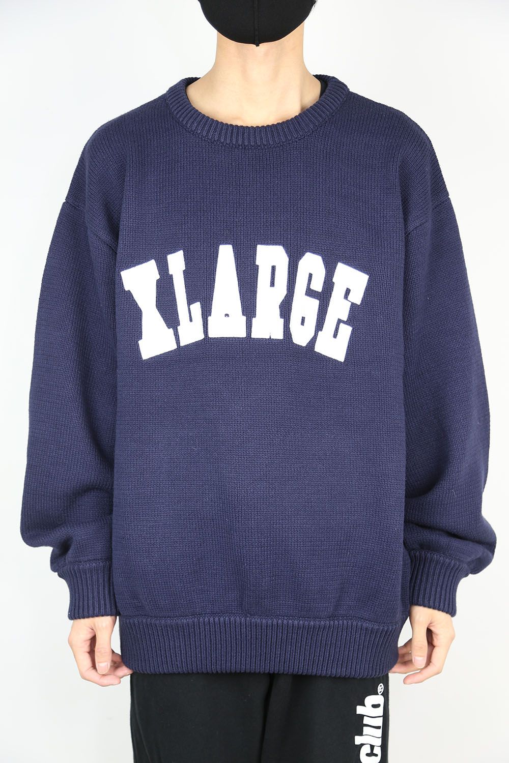 XLARGE - COLLEGE LOGO CREWNECK KNIT / ネイビー | Tempt