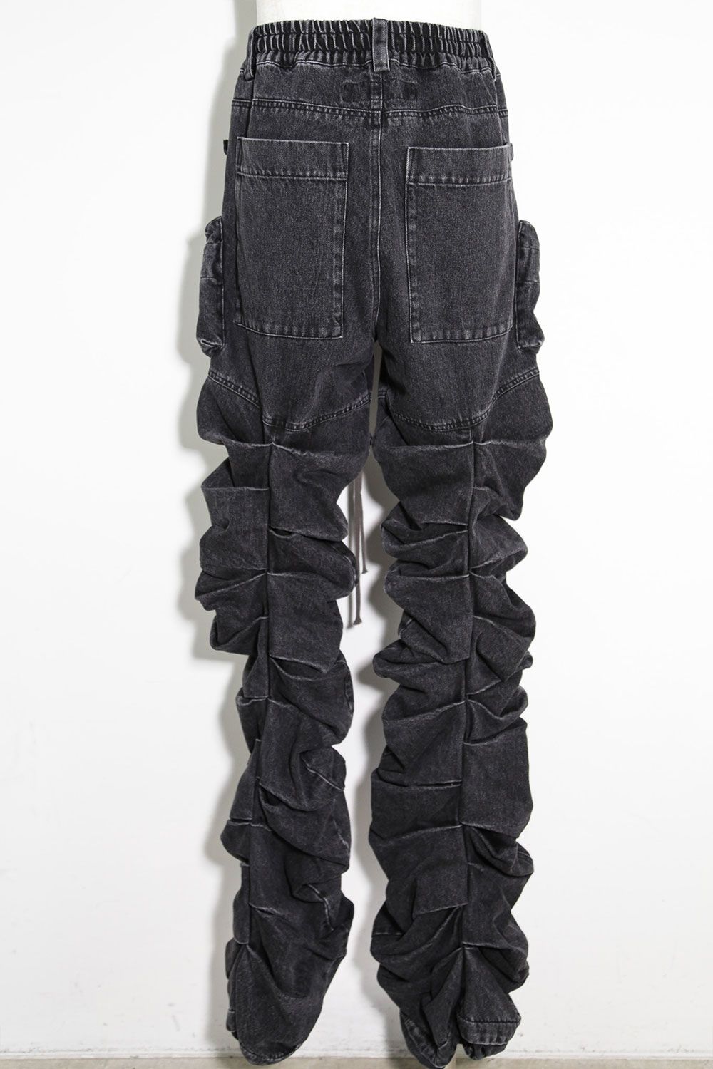 デニム"モンスタータック"フレアバギーパンツ / Denim Tuck Flare Baggy Pants / ブラック / ag-10031-1