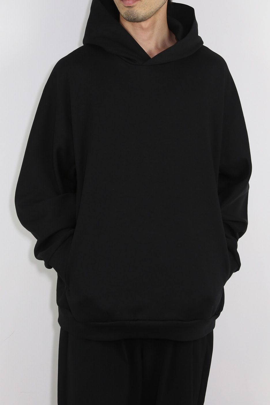 ATTACHMENT - CO/PE DOUBLE KNIT HOODIE / ブラック | Tempt