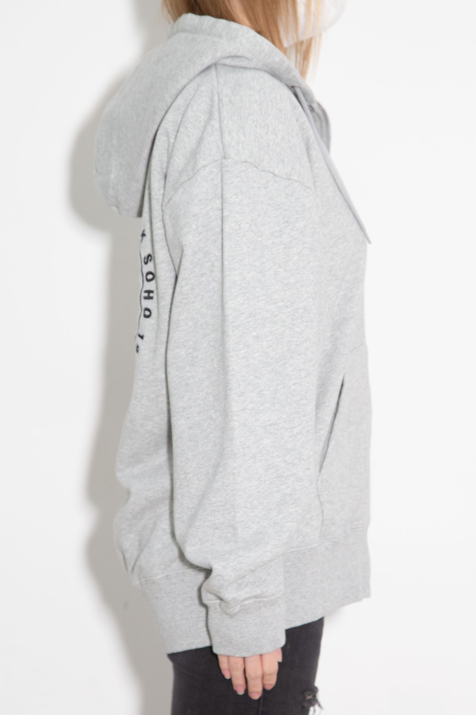 CIRCLE MESSAGE AND FACE ZIP UP SWEAT HOODIE / アッシュ
