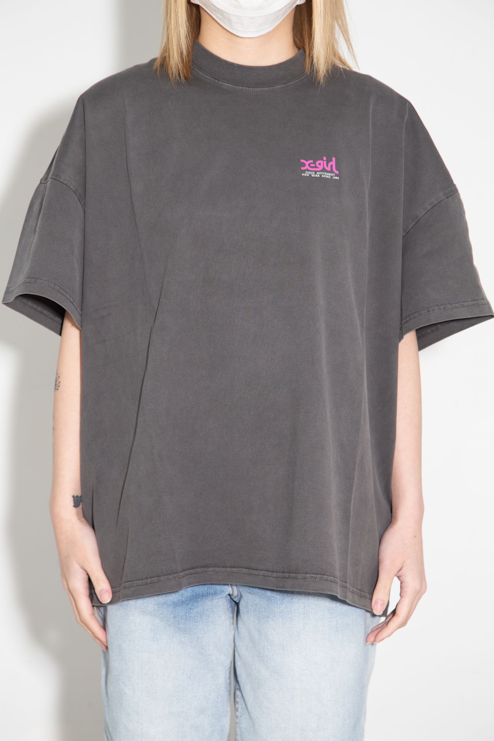 FADED FACE S/S BIG TEE DRESS / ブラック