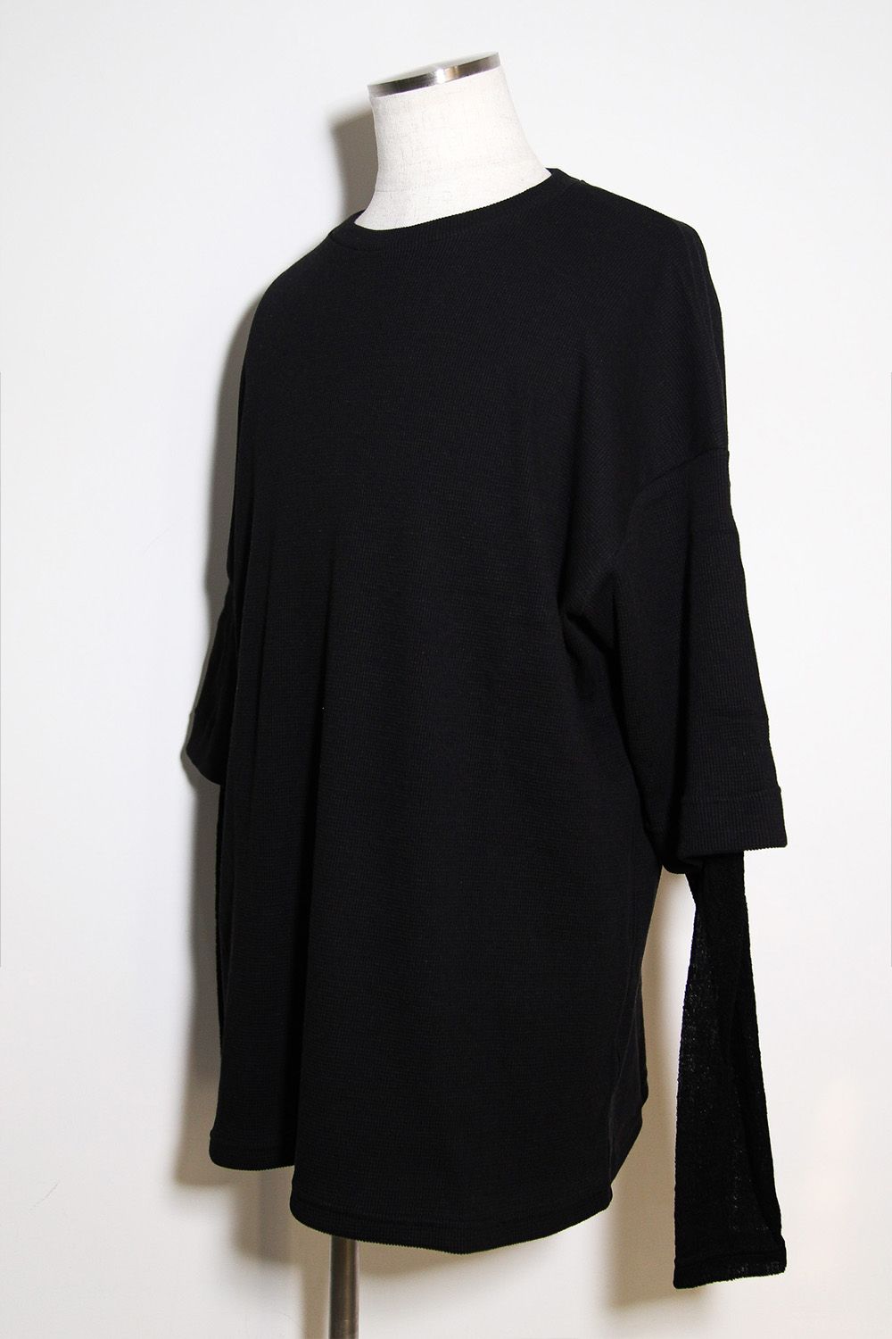 [ラスト1点 サイズ2] LAYERED CREW NECK TOP / ブラック / ag-12111