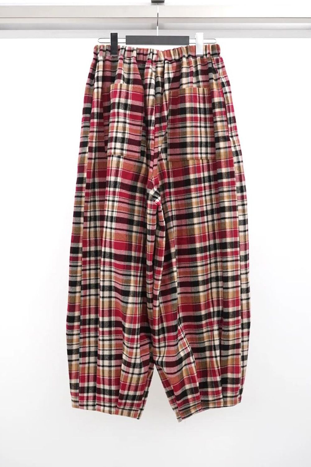 Red Check Tucked Hem Wide Easy Pants