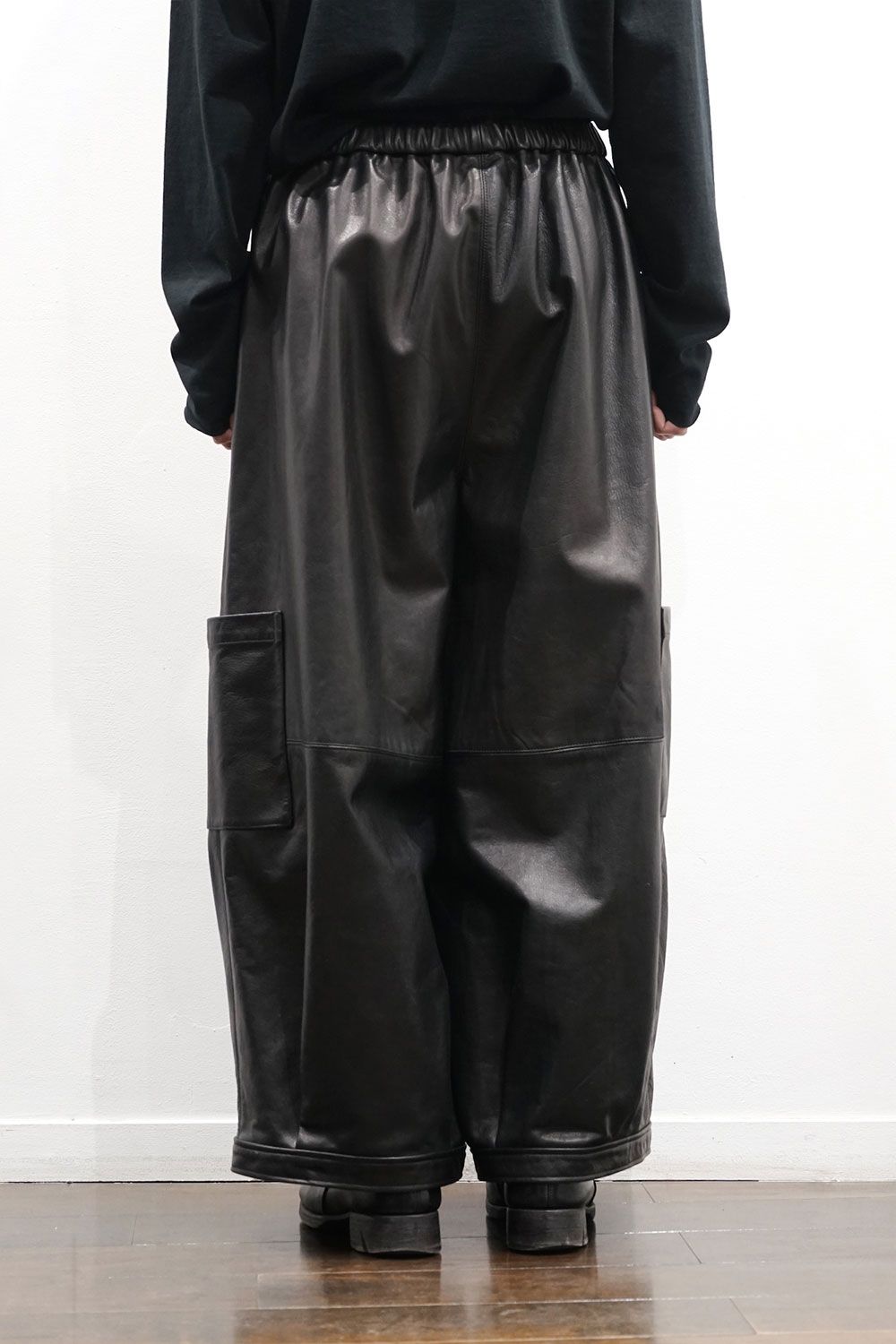 leather wide easy pants