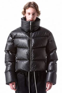 Leather High Neck Short Down