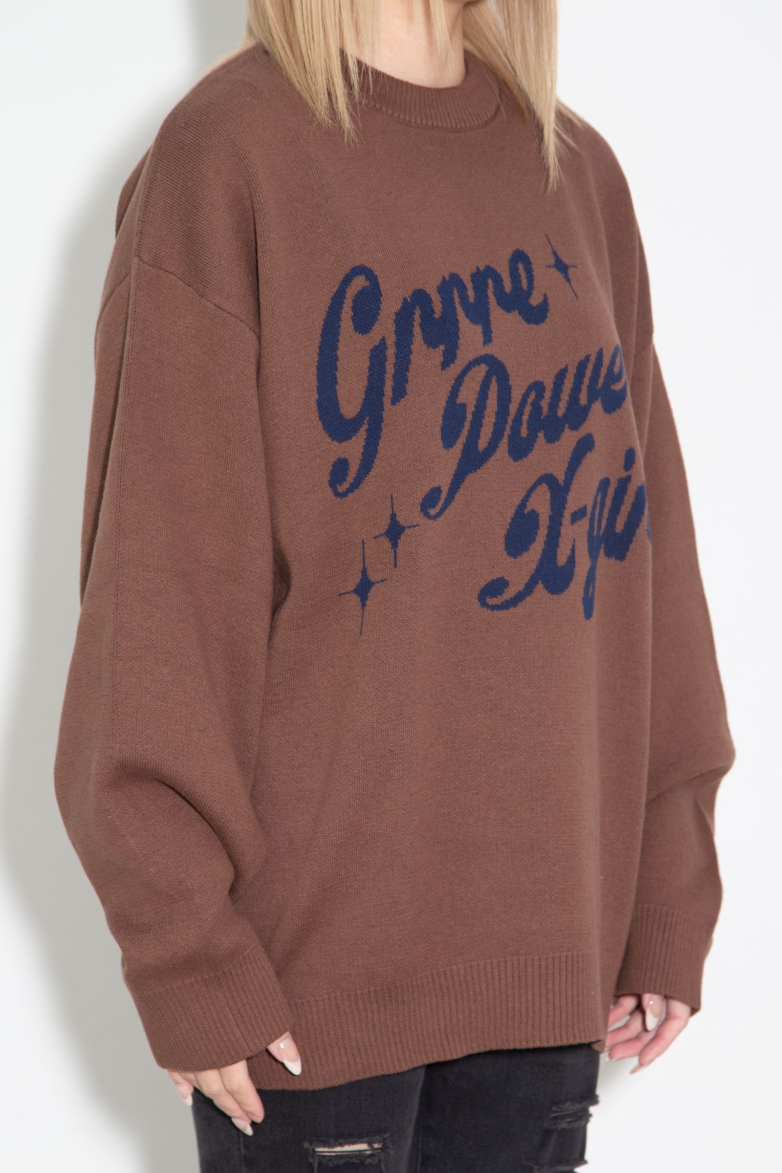 GIRL POWER LOGO JACQUARD KNIT TOP / ブラウン