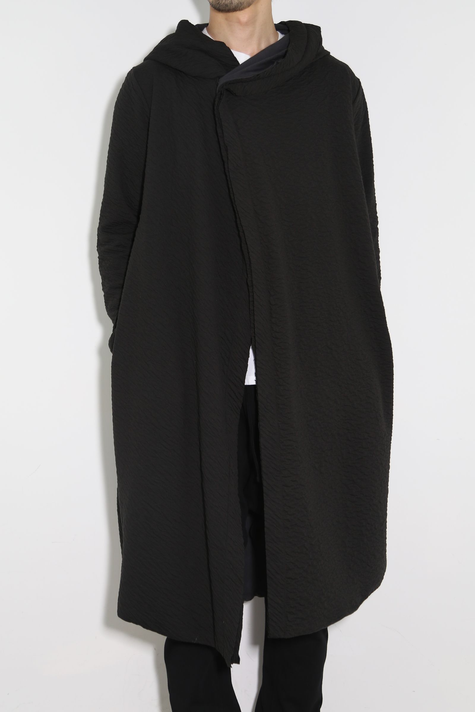LONG CARDIGAN 223-304 / シボ加工ロングカーディガン / ブラック