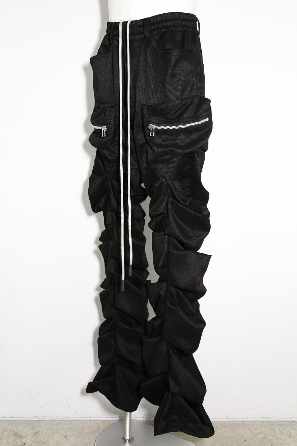 ツイル"モンスタータック"フレアバギーパンツ / Twill Tuck Flare Baggy Pants / ブラック / ag-10031-3