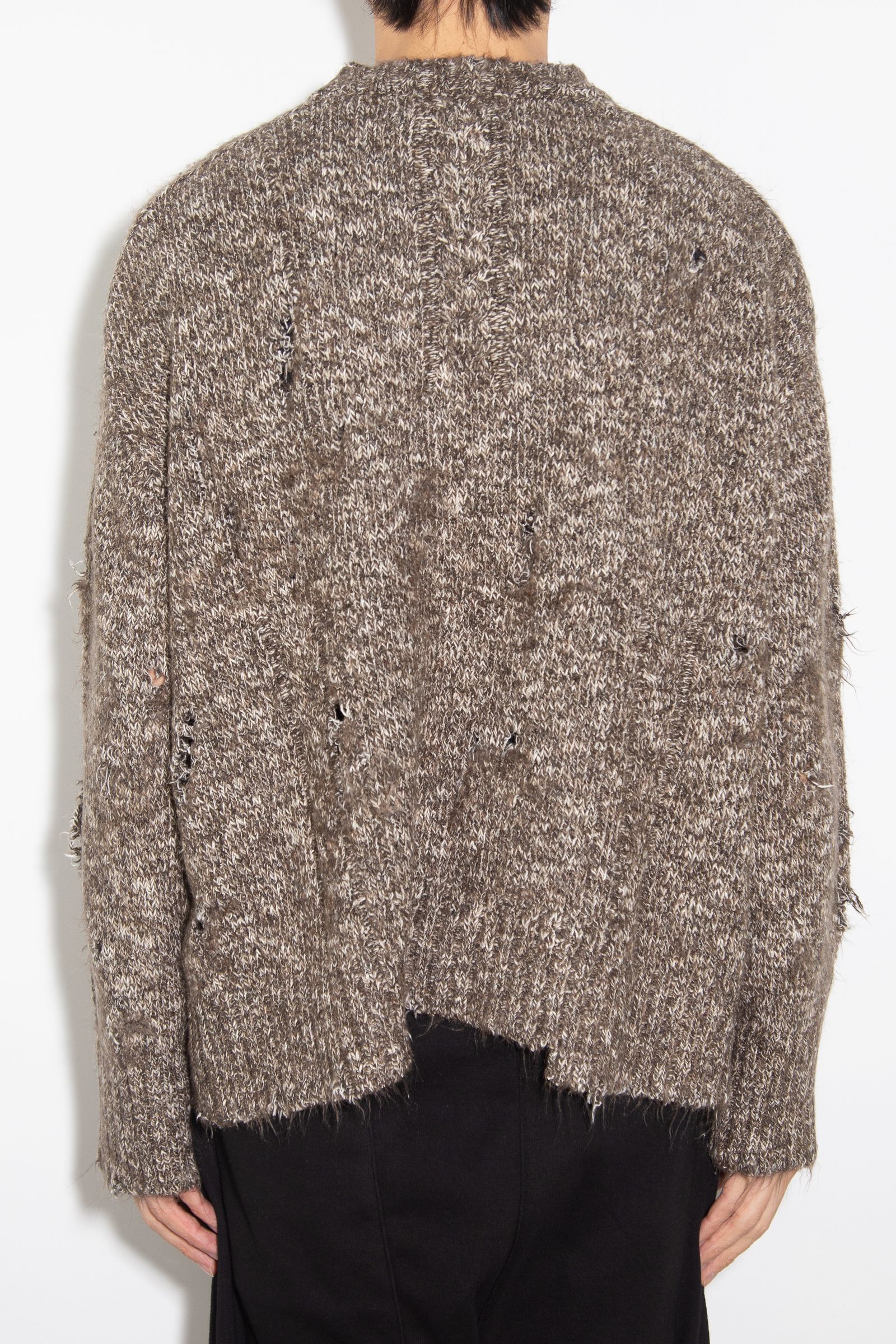 リラックスフィットダメージニット / Damage Knit Top / ブラウンミックス / ag-8013