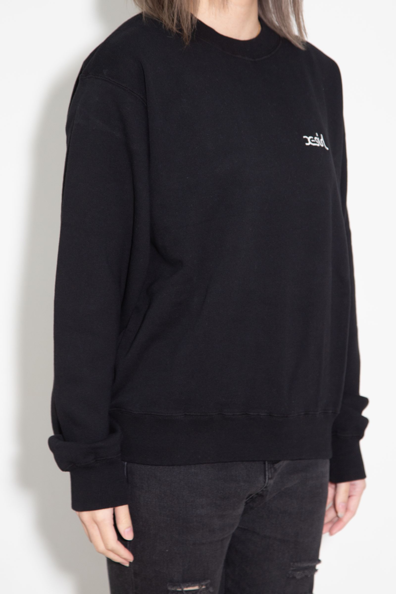 FACE PATCH AND LOGO CREWNECK SWEAT TOP / ブラック