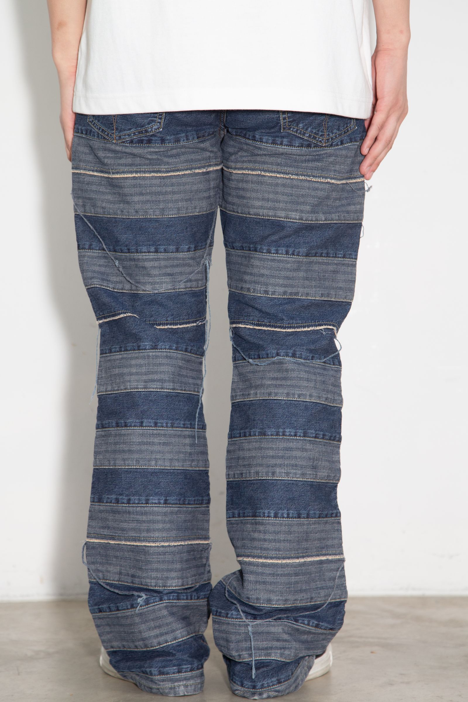 スクラッチフレアデニムパンツ / ライトインディゴ