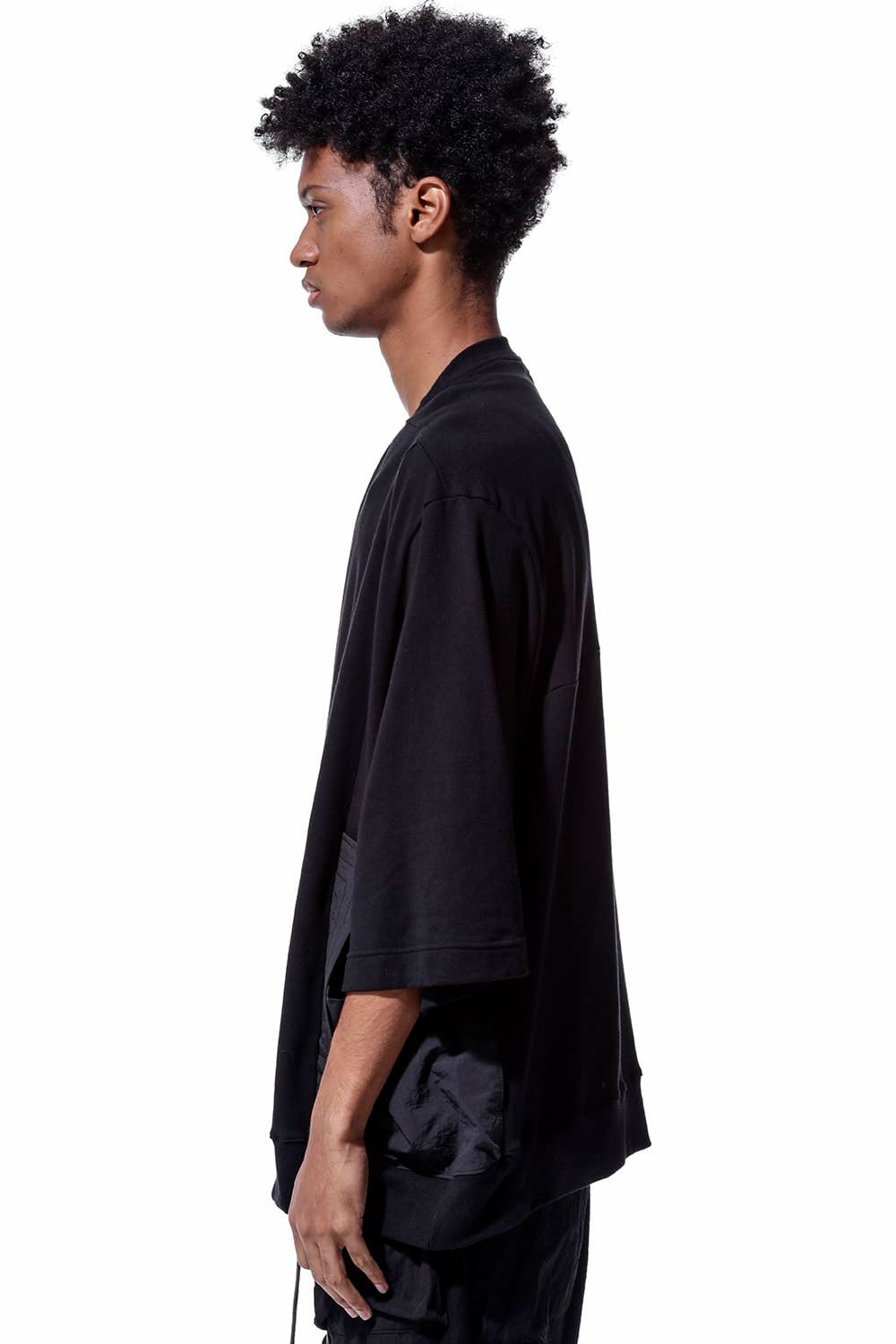 Nylon Combi Sweat Top / ブラック