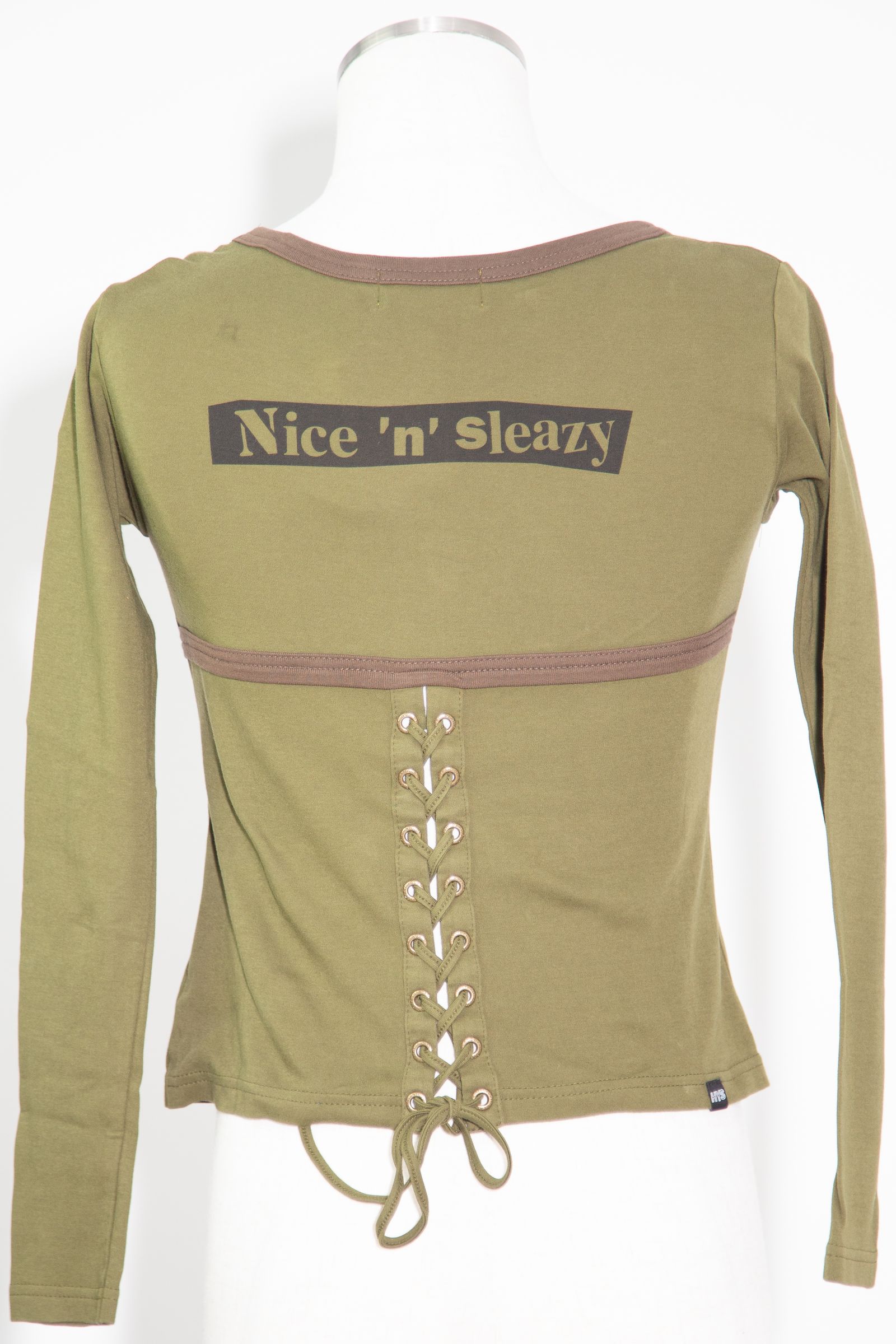 [ラスト1点] BUNNY GIRLレースアップ チビTシャツ / カーキ