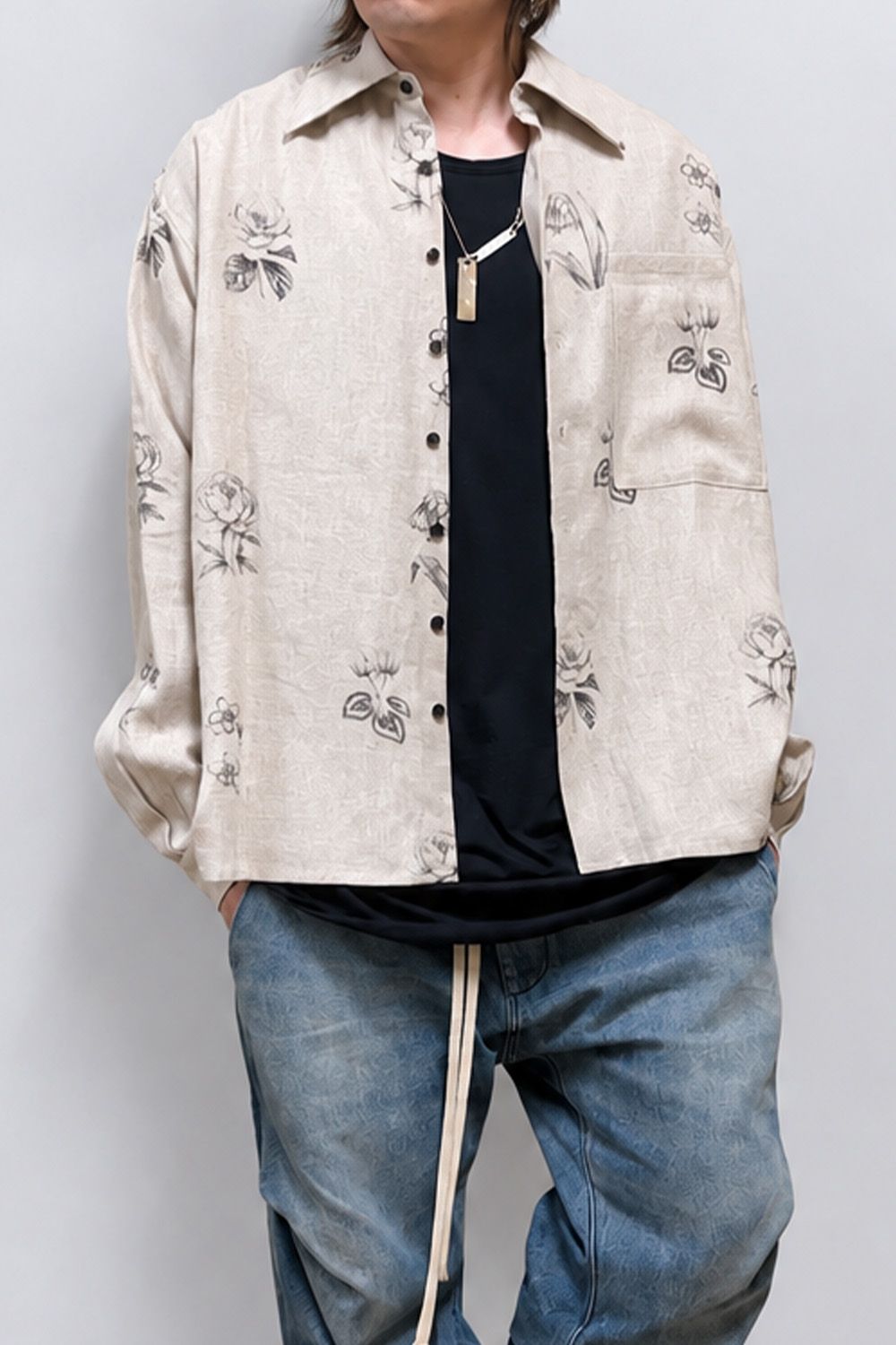 Botanical Print Oversized Shirt / エクリュ