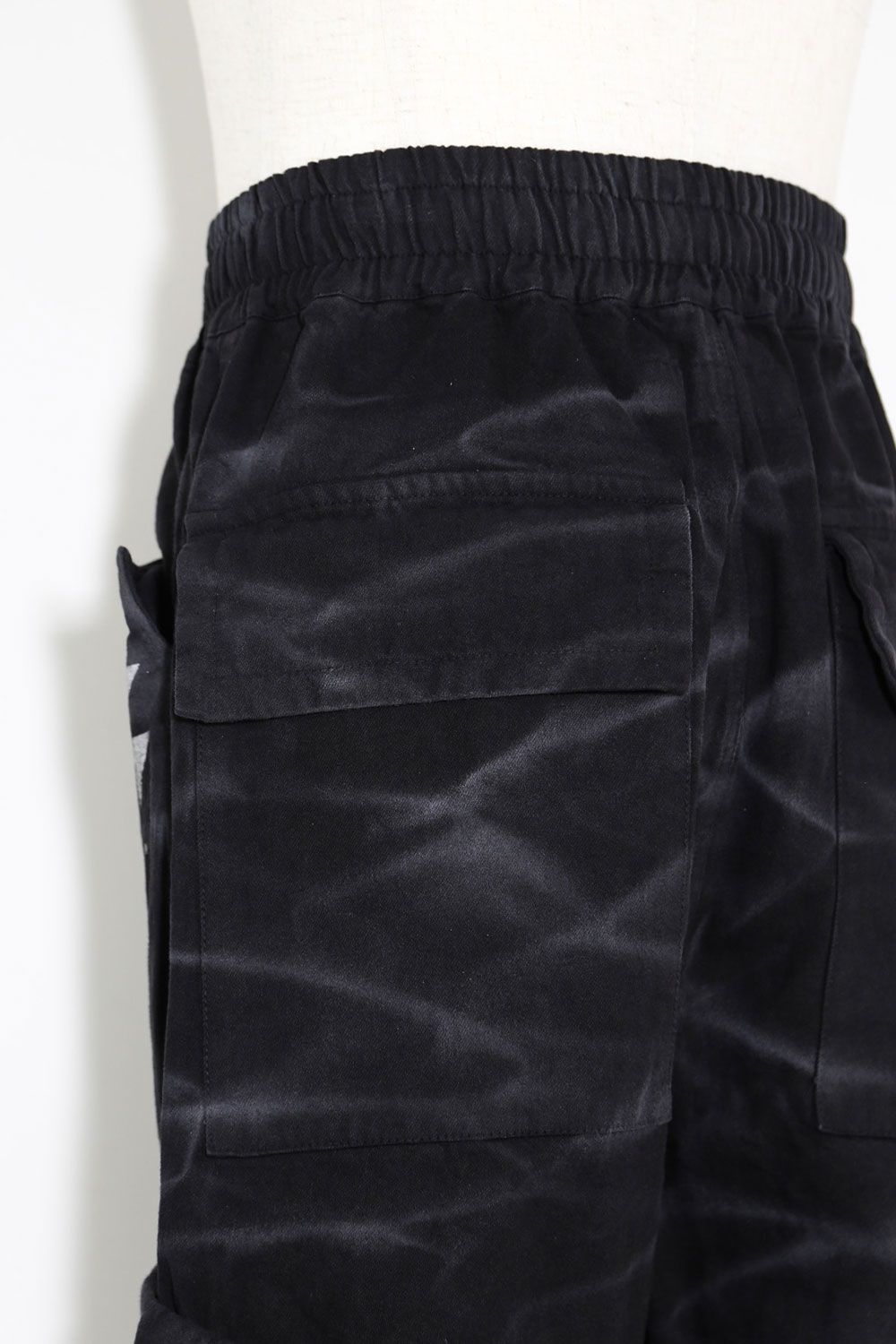 ヴィンテージ染めワイドカーゴパンツ / Vintage Dyed Pocket Long Pants / ブラック