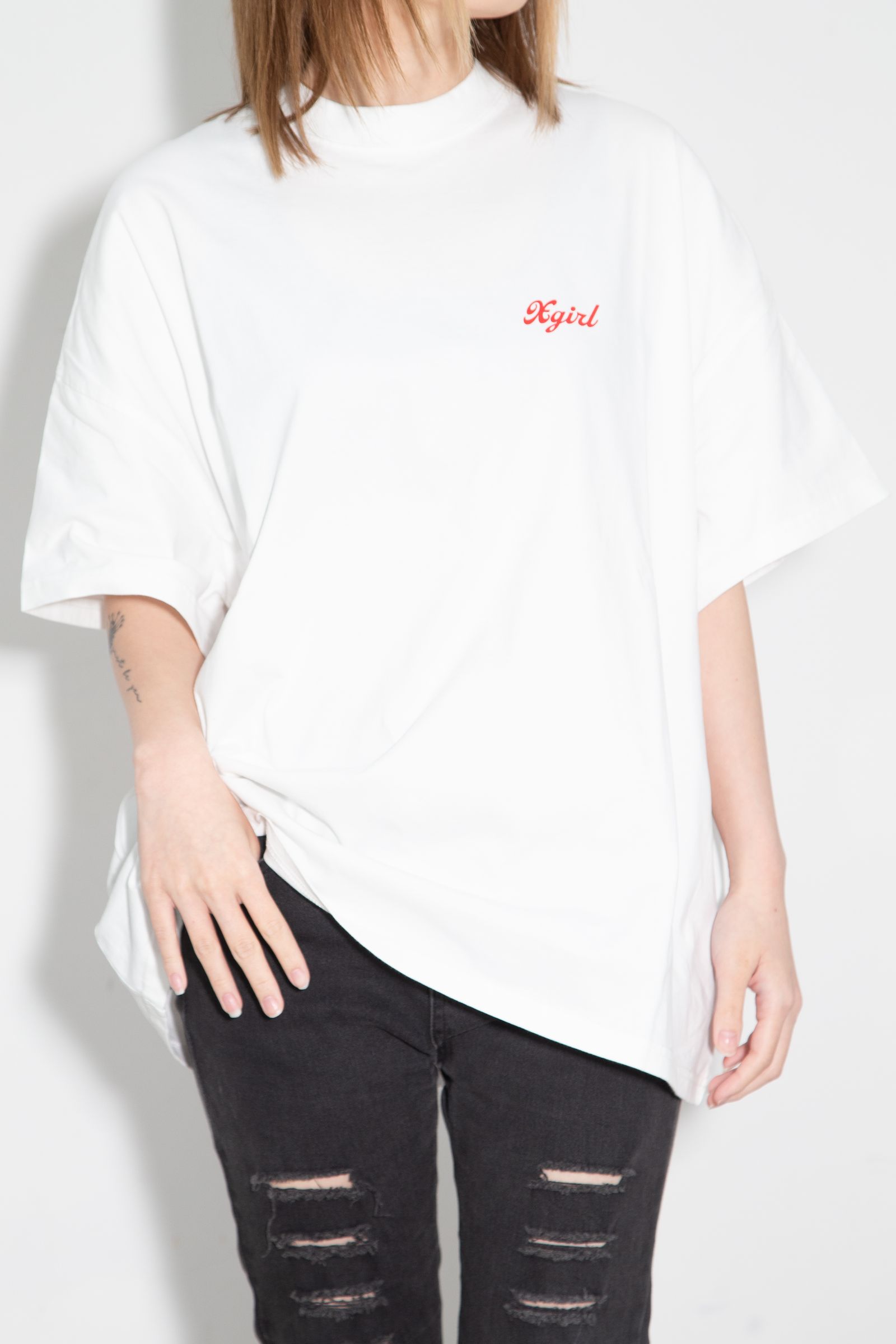 [ラスト1点 サイズS] SPRAY FACE S/S BIG TEE DRESS / ホワイト