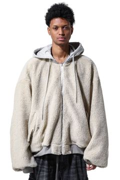 ボアフリースMA-1フーディブルゾン / Teddy Fleece MA-1 Hoodie / アイボリー / ag-8070