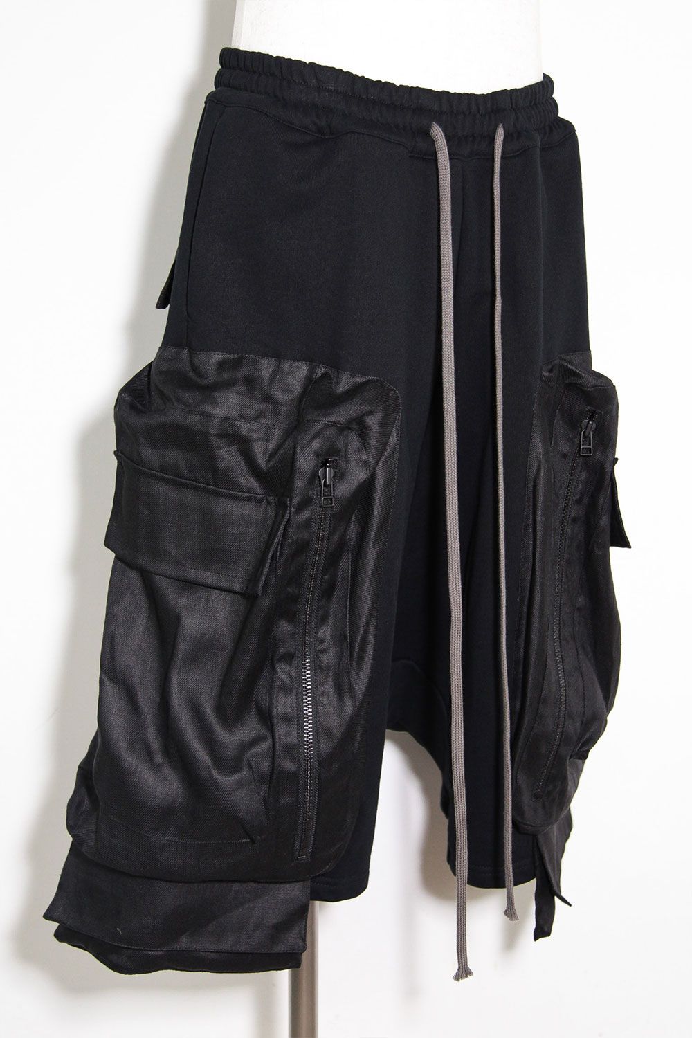 コットンリネンコンビスウェットショーツ / Linen Combi Sweat Shorts / ブラック / ag-9054