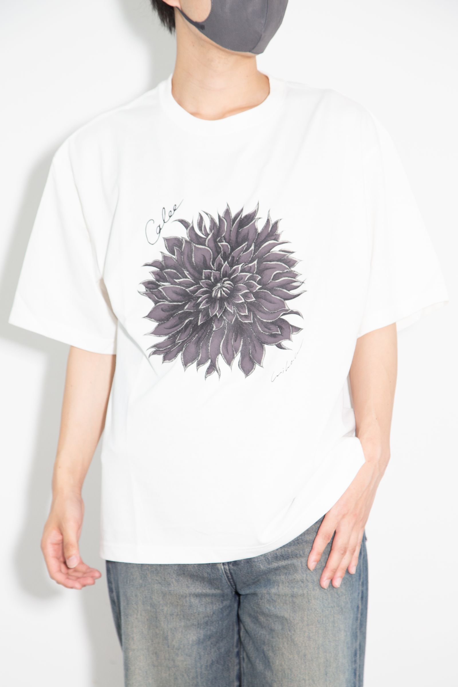DAHLIA ART TEE ＜MIHO MURAKAMI DESIGN＞ / ホワイトブラック