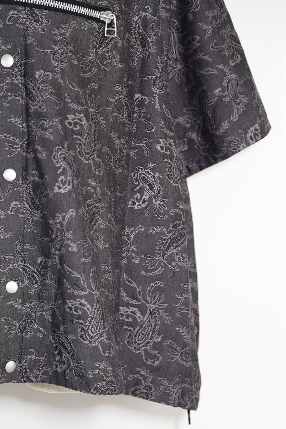 ペイズリー柄ハーフスリーブシャツ / Paisley Front Zip Harf Sleeve Shirts / ダークグレー / ag-9060-1