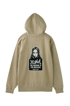 MESSAGE AND FACE FADED ZIP UP SWEAT HOODIE / ベージュ