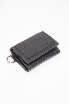 クロコ 札入れ 三つ折り財布 / ブラック