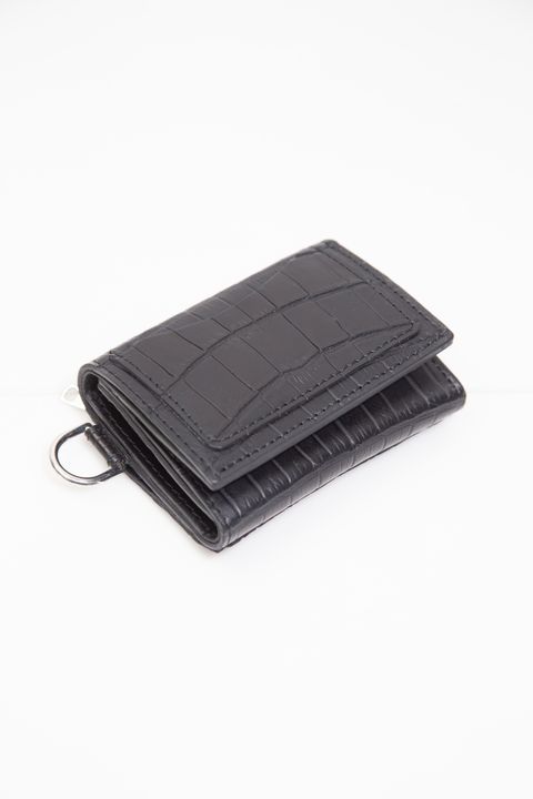 クロコ 札入れ 三つ折り財布 / ブラック