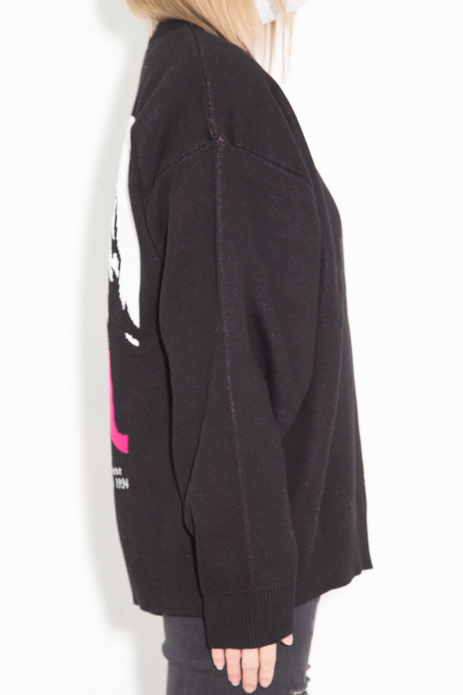 FACE JACQUARD KNIT TOP / ブラック