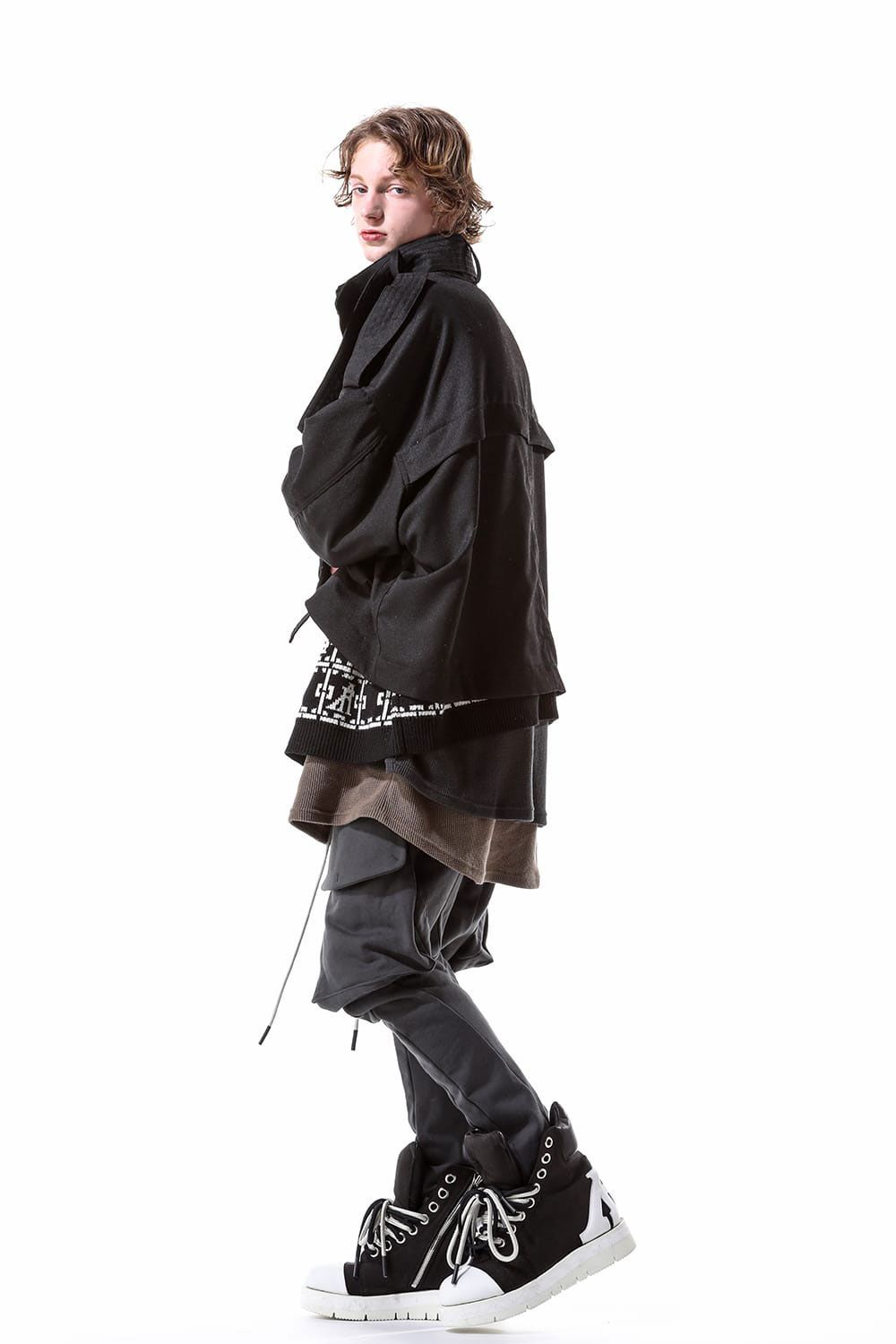 ツイルミリタリーブルゾン / Twill Cropped Military Blouson / ブラック / ag-10026-1