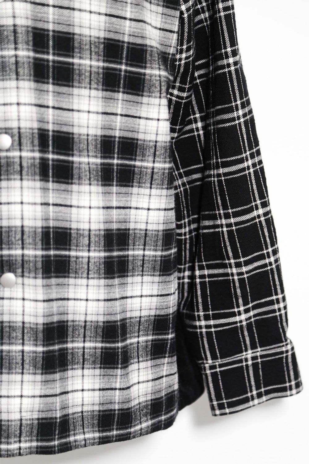 コーデュロイチェックコンビシャツ / Corduroy × Check Combi Shirts / ブラック / ag-8075