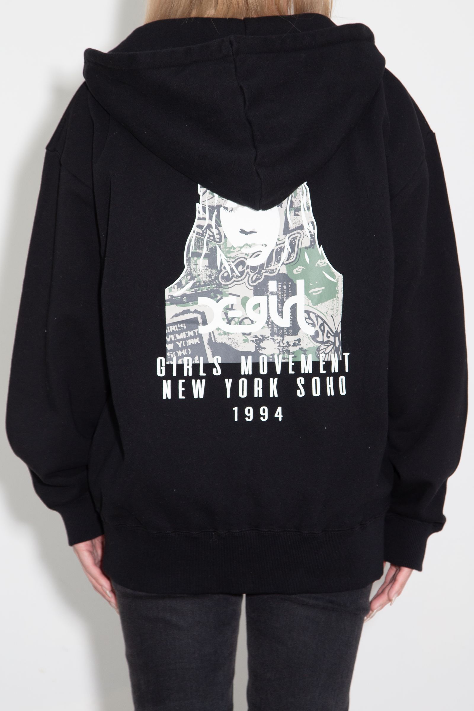 COLLAGE CAMO FACE ZIP UP SWEAT HOODIE / ブラック