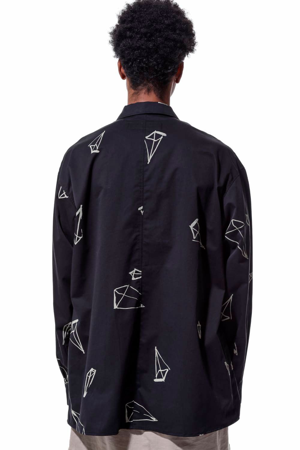 総柄プリントシャツ / Print Long Sleeve Shirts / ブラック / ag-6999