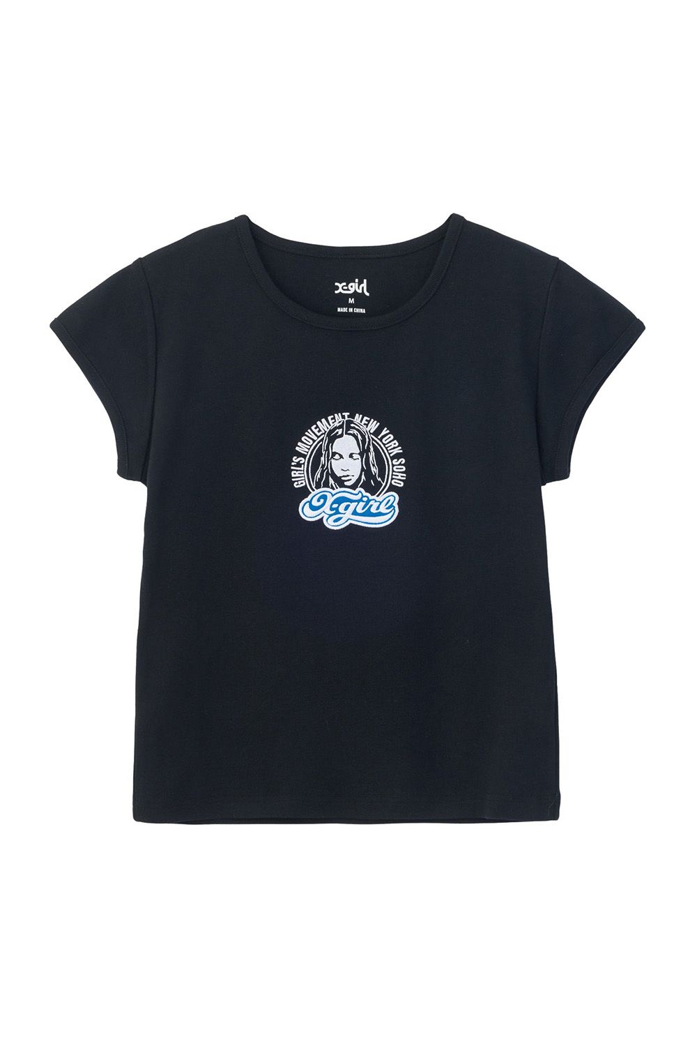 FACE AND LOGO PATCH S/S BABY TEE / ブラック