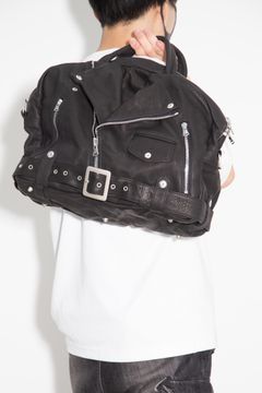 JAPAN CALF GARMENT-WASH RIDERS GYM BAG / ブラック