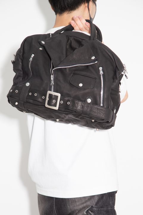 JAPAN CALF GARMENT-WASH RIDERS GYM BAG / ブラック