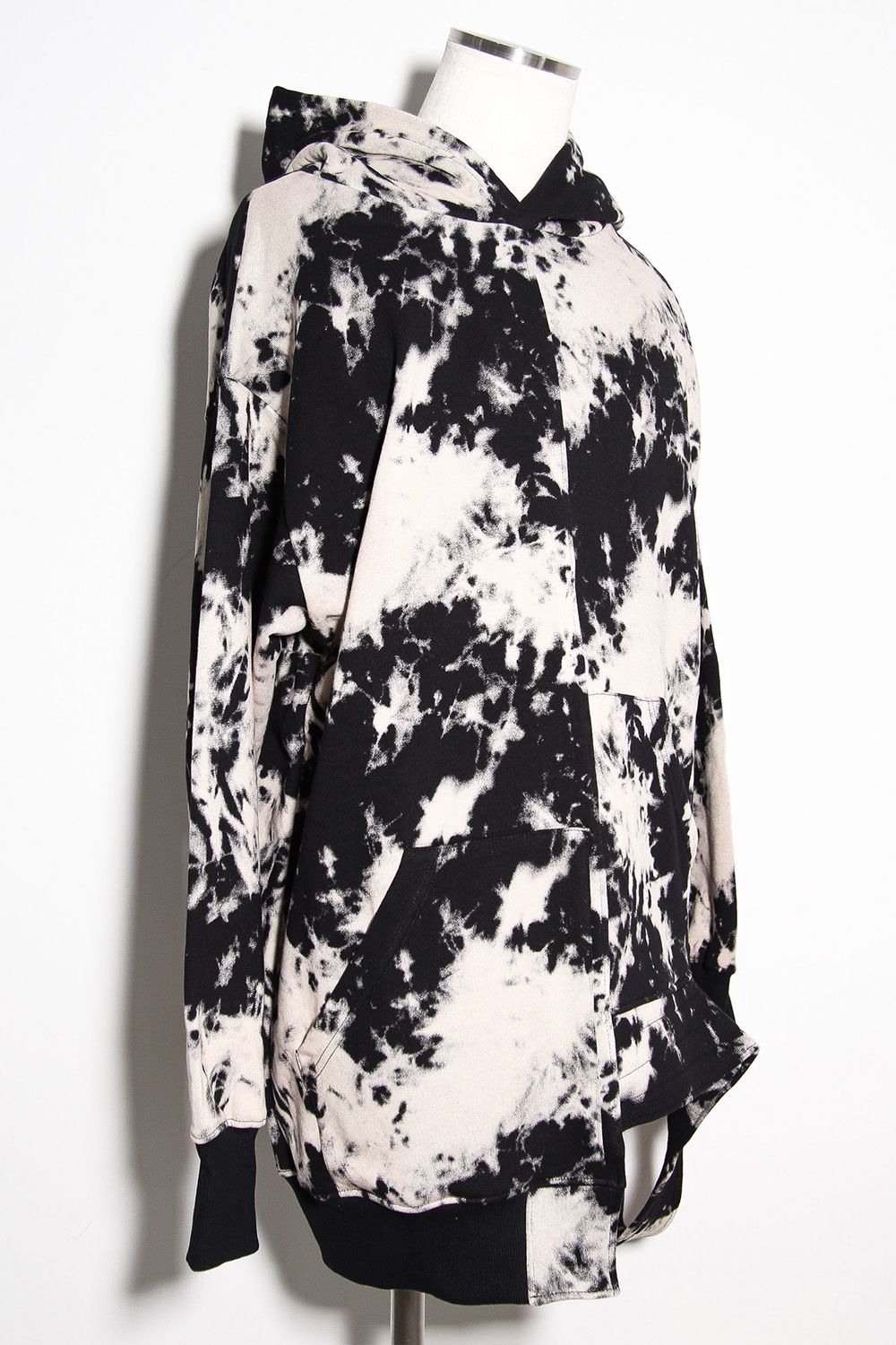 アシンメトリーフーディー / ASYMMETRY HOODED / ブラック×アイボリー / ag-12082