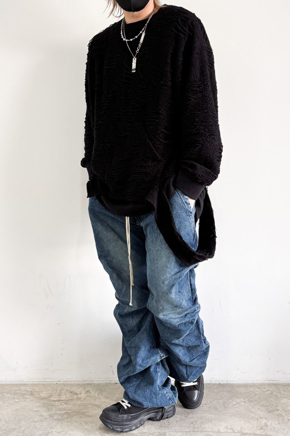 デニムタックスリムバギーパンツ / Denim Tuck Slim Baggy Pants / ブルー / ag-8060