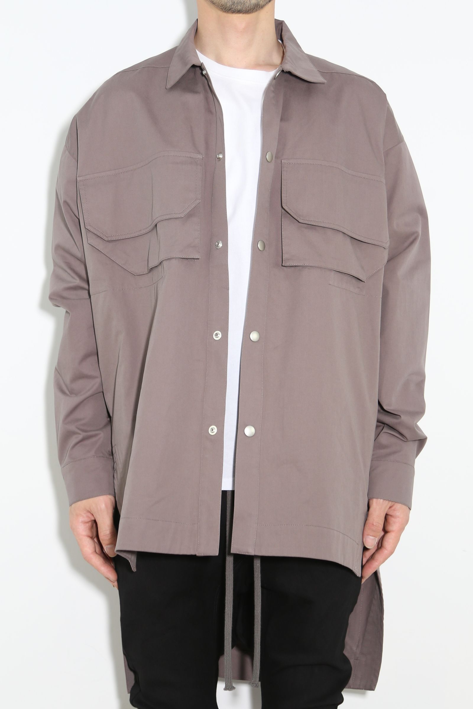 [ラスト1点 サイズ3] バックロングコクーンシャツ / Back Long Shirts Long Sleeve / グレー / ag-7006